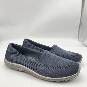 Skechers sz 9 blue knit memory foam slip on casual shoes Vegan blemished